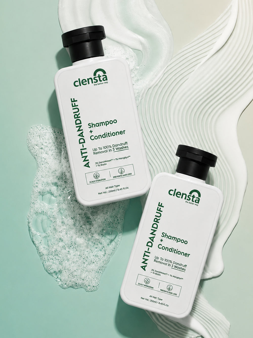 Clensta Anti-Dandruff Shampoo + Conditioner | Flake & Itch Control Hair Care