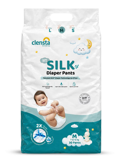 IIT SILK Diaper Pants for 7 to 12 kg Babies | Medium (30 Pants)