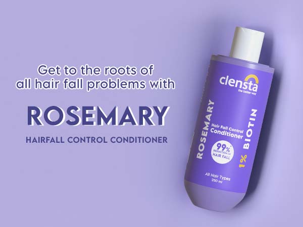 Clensta Rosemary Hair Fall Control Conditioner With 1% Biotin, A+ first mobile banner.
