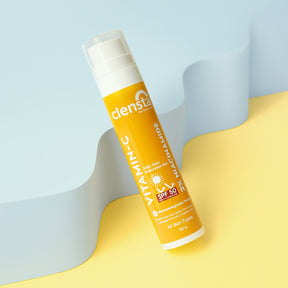 Clensta Vitamin C Daily Glow Sunscreen Gel SPF 50 PA++++ UVA/UVB With 2% Niacinamide, front image.