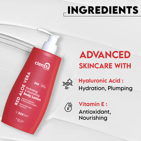 Red Aloe Vera Hydrating & Nourishing Body Lotion With Hyaluronic Acid & Vitamin E for Skin Hydration & Nourishment - Pack of 2