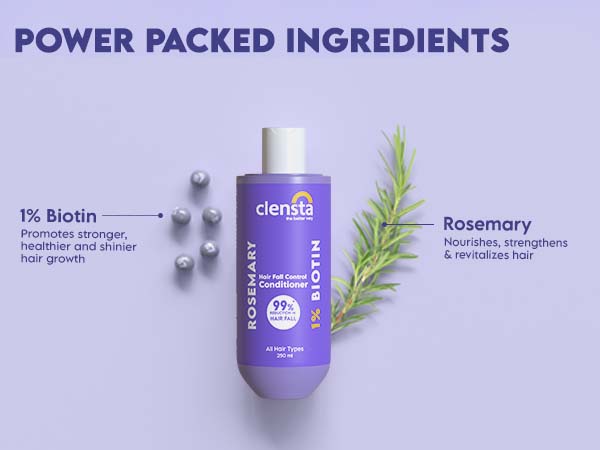Clensta Rosemary Hair Fall Control Conditioner With 1% Biotin, A+ 2nd mobile banner of ingredients.