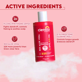 Clensta Red Aloe Vera Anti-Dandruff Conditioner With 1% ZPTO & 0.1% POL 3rd image of ingredients.