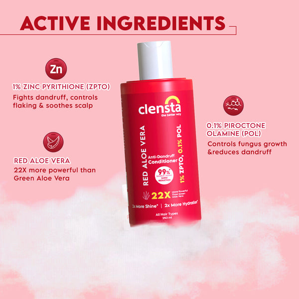 Clensta Red Aloe Vera Anti-Dandruff Conditioner With 1% ZPTO & 0.1% POL 3rd image of ingredients.
