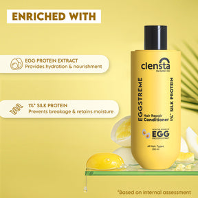 Clensta Eggstreme Hair Repair Conditioner With 1%* Silk Protein, 3rd image of ingredients. 