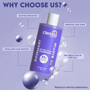Clensta Rosemary Hair Fall Control Conditioner With 1% Biotin, 3rd image of benefits.