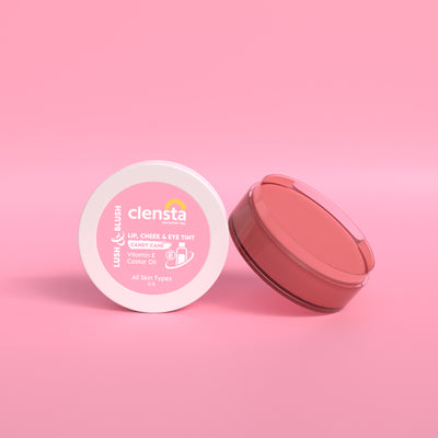 Clensta Lush & Blush Lip, Cheek & Eye Tint Candy Cane 02 With Vitamin E & Castor Oil front image.