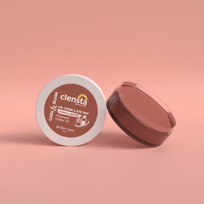 Clensta Lush & Blush Lip, Cheek & Eye Tint Tropical Bronze 05 With Vitamin E & Castor Oil front image.