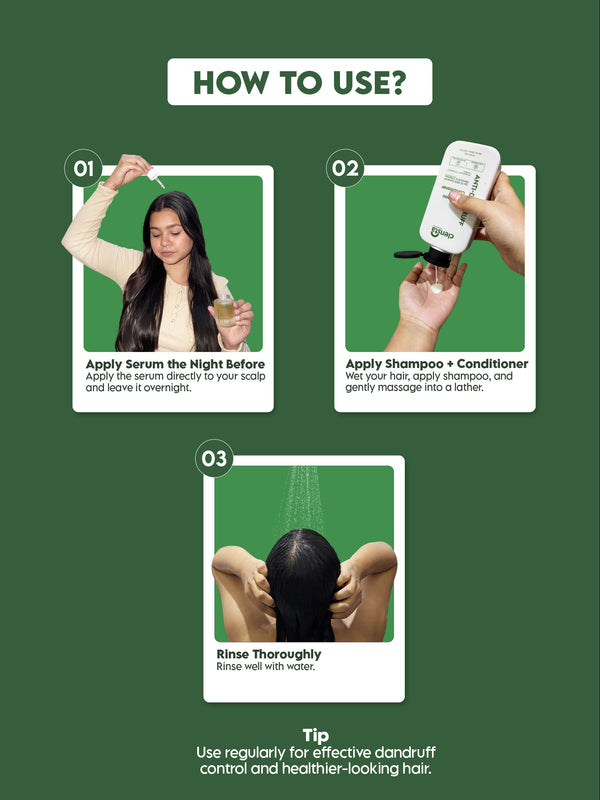 Clensta Anti-Dandruff Shampoo + Conditioner | Flake & Itch Control Hair Care