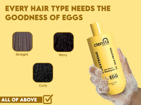 Clensta Eggstreme Hair Repair Shampoo With 1%* Silk Protein A+ 3rd mobile banner of who can use.