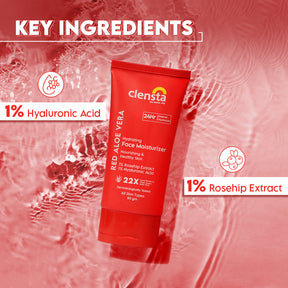 Clensta Red Aloe Vera Hydrating Face Moisturizer With 1% Rosehip Extract & 1% Hyaluronic Acid 3rd image of ingredients.