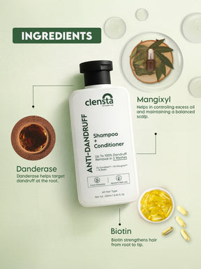 Clensta Anti-Dandruff Shampoo + Conditioner | Flake & Itch Control Hair Care