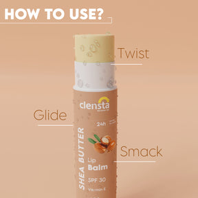 Clensta Shea Butter Lip Balm With Shea Butter and Vitamin E, 5th image of how to use