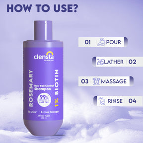 Clensta Rosemary Hair Fall Control Shampoo with 1% Biotin, 6th image of how to use