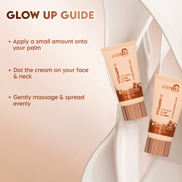 Clensta Vitamin C Daily Glow Lumi Cream | 1% Hyaluronic Acid 5th image of how to use.