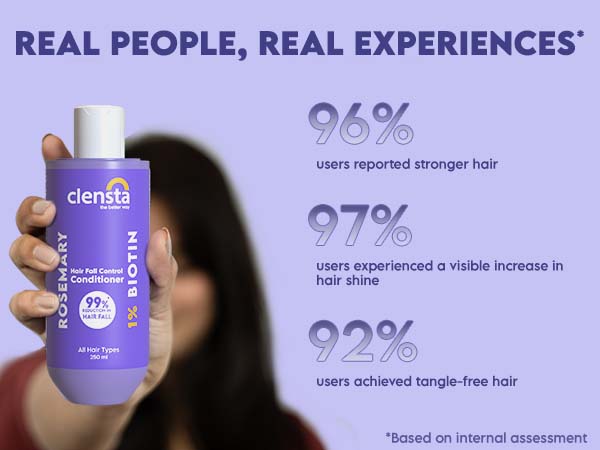 Clensta Rosemary Hair Fall Control Conditioner With 1% Biotin, A+ 4th mobile banner of testimonial.
