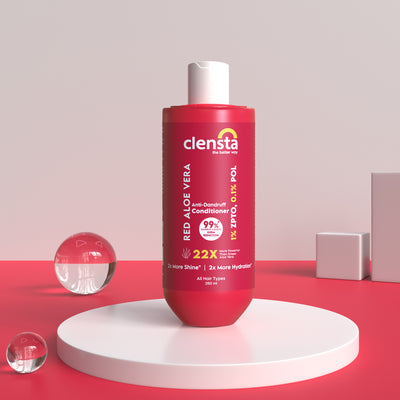 Clensta Red Aloe Vera Anti-Dandruff Conditioner With 1% ZPTO & 0.1% POL front image.