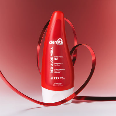 Clensta Red Aloe Vera Multipurpose Gel With 1% Niacinamide, Rose Water & Vitamin E, front image