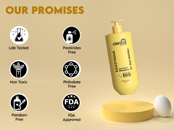 Clensta Eggstreme Hair Repair Shampoo A+ 5th mobile banner of commitments.