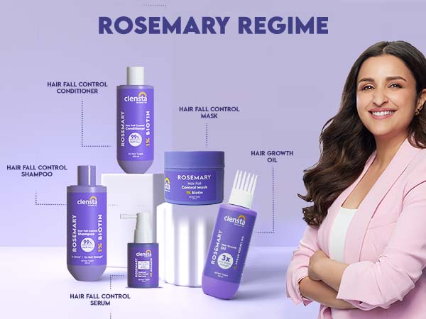 Clensta Rosemary Hair Fall Control Shampoo with 1% Biotin, A+ 5th mobile banner of rosemary ranges.