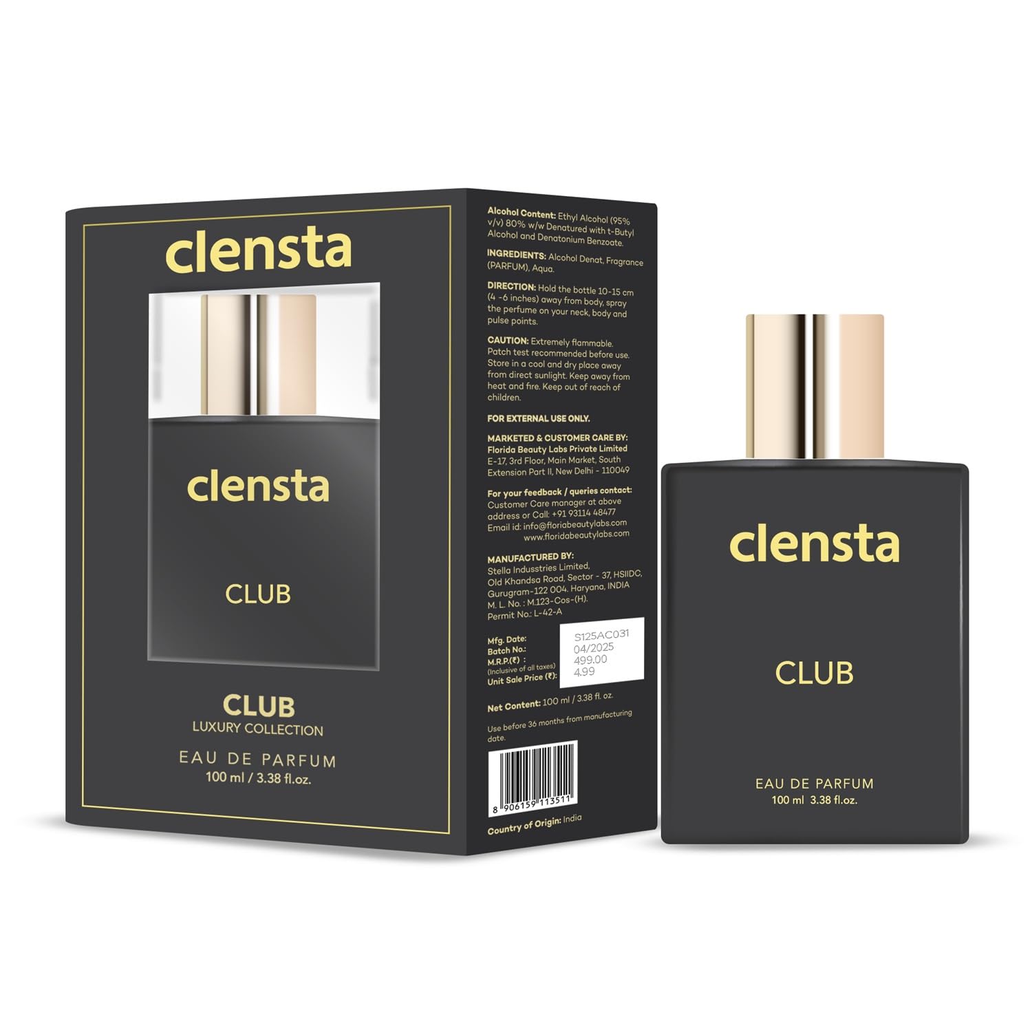Clensta Club Perfume | Inspired by Citrus & Spicy accords of Armaf Club De Nuit Intense Man | For Men | 100ml
