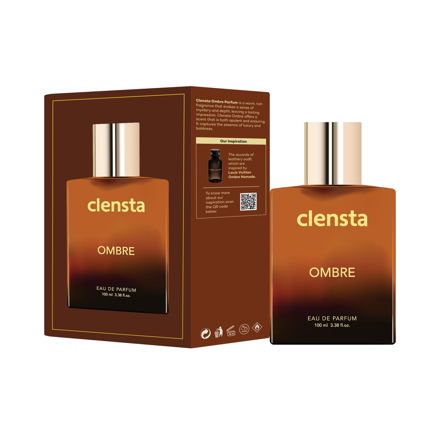 Clensta Ombree Perfume | Inspired by Leathery Oud accords of Louis Vuitton Ombre Nomade | For Men | 100ml