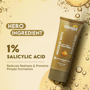 Clensta Multani Mitti Face Wash With 1% Salicylic Acid 3rd image f ingredients.