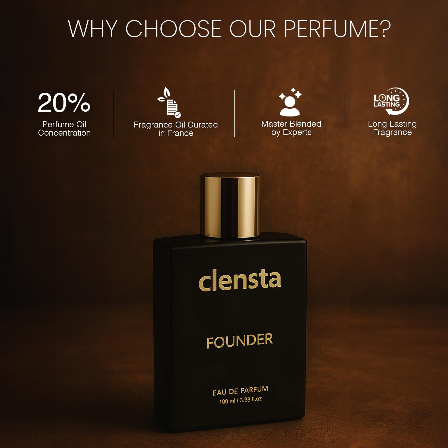 Clensta Founder Perfume | Inspired by fruity amber accords of Azzaro Wanted Parfum | For Men | 100ml