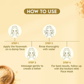 Clensta Multani Mitti Face Wash & Mask With 1% Salicylic Acid 5th image of how to use