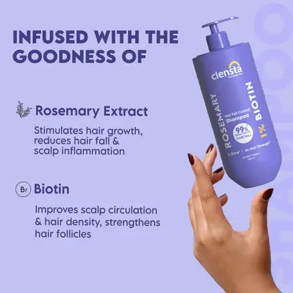 Clensta Rosemary Hair Fall Control Shampoo with Rosemary & Biotin for Reducing Hair Loss  (650 ml)