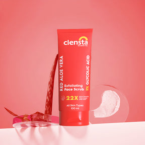 Clensta Red Aloe Vera Exfoliating Face Scrub With 1% Glycolic Acid front image