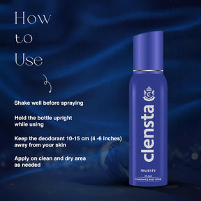 Clensta 0% No Gas Deodorant Combo for Men (Duke, Majesty, Noble, Emperor) 150ml Each | Long Lasting Body Spray | No Gas | Pack of 4