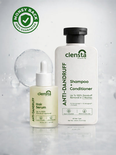 Clensta Anti-Dandruff Power Combo | Shampoo + Conditioner 250ml & Hair Serum 50ml