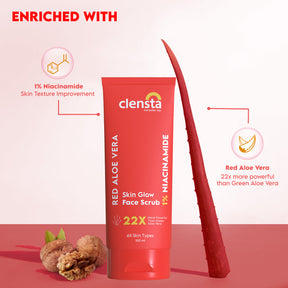Clensta Red Aloe Vera Skin Glow Face Scrub With 1% Niacinamide 3rd image of ingredients