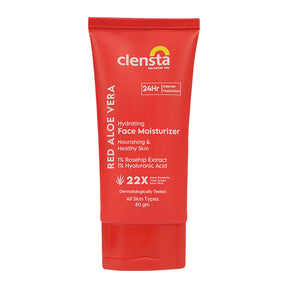 Clensta Red Aloe Vera Hydrating Face Moisturizer With 1% Rosehip Extract & 1% Hyaluronic Acid 10th image of with white background.
