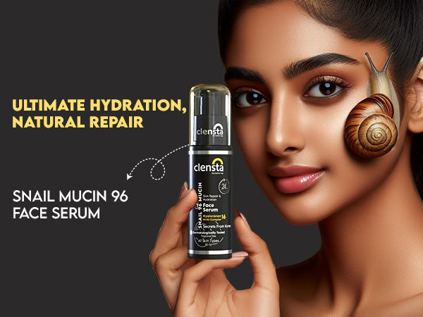 Clensta Snail 96 Mucin Face Serum A+ first mobile banner. ultimate hydration natural repair. 
