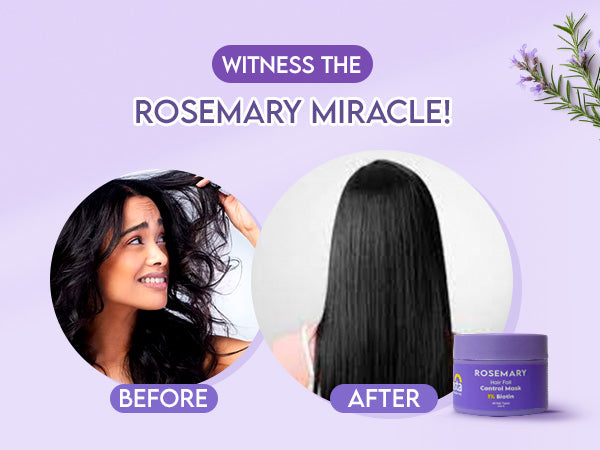 Clensta Rosemary Hair Fall Control Mask With 1% Biotin A+ 3rd mobile banner of before & after.