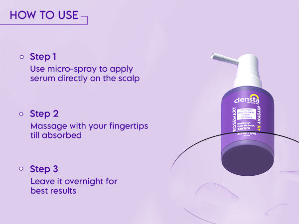 Clensta Rosemary Redensyl Hair Growth Serum with 4% Anagain A+ 5th mobile banner of how to use.