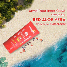 Clensta Red Aloe Vera Daily Glow Sunscreen With 2% Niacinamide and SPF 50 PA++++, 2nd image.