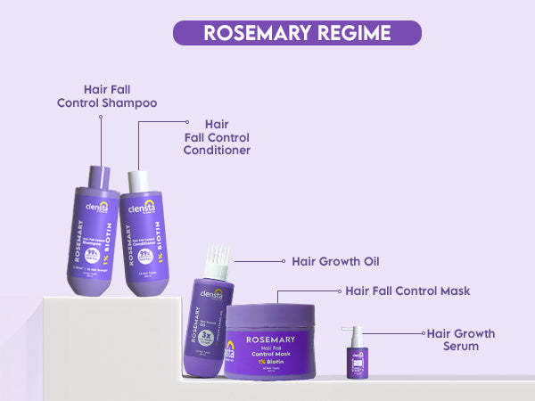 Clensta Rosemary Hair Fall Control Mask With 1% Biotin A+ 5th mobile banner of rosemary regime.