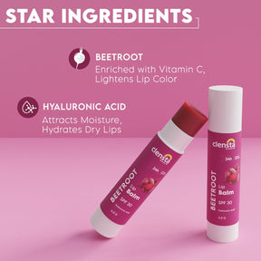 Clensta Beetroot Lip Balm | Beetroot and Hyaluronic Acid for Hydrated & Smooth Lips, 4th image of ingredients