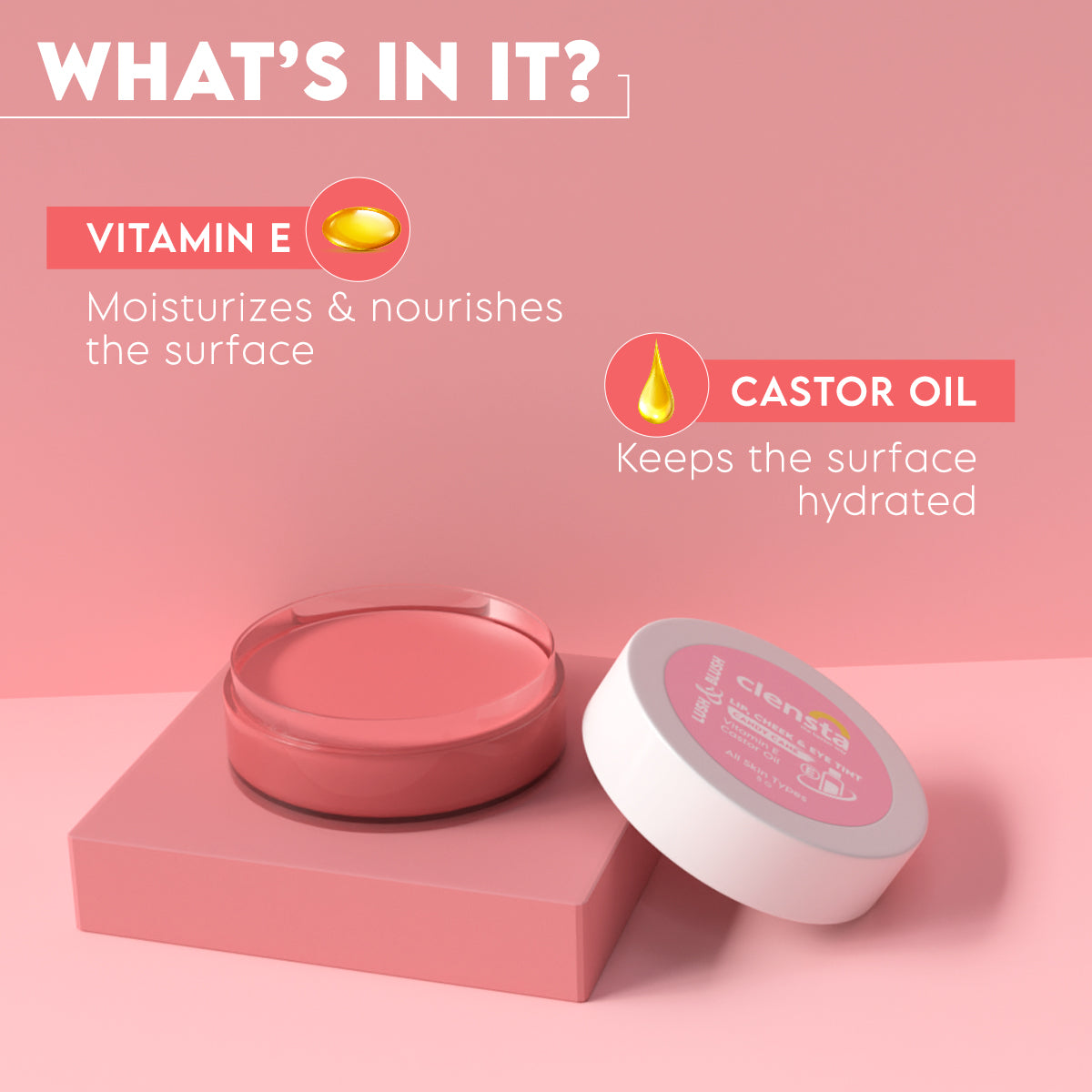 Lush & Blush Lip, Cheek & Eye Tint Candy Cane 02 with Vitamin E & Castor Oil