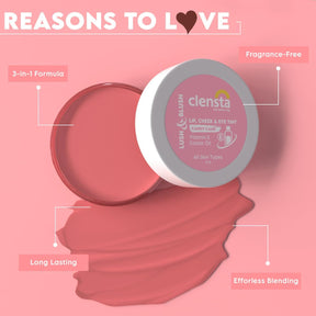 Clensta Lush & Blush Lip, Cheek & Eye Tint Candy Cane 02 With Vitamin E & Castor Oil 6th image of benefits.