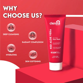 Clensta red aloe vera skin glow face wash 2nd image of benefits