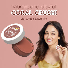 Lush & Blush Lip, Cheek & Eye Tint 06 Coral Crush with Vitamin E & Castor Oil