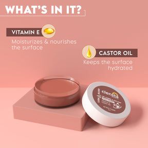 Clensta Lush & Blush Lip, Cheek & Eye Tint Coral Crush 06 With Vitamin E & Castor Oil 3rd image of ingredients.