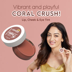 Clensta Lush & Blush Lip, Cheek & Eye Tint Coral Crush 06 With Vitamin E & Castor Oil 2nd image with sandeepa dhar.