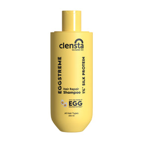Clensta Eggstreme Hair Repair Shampoo With 1%* Silk Protein, 9th image with white background.