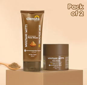 Clensta Multani Mitti Face Wash & Mask With 1% Salicylic Acid front image.