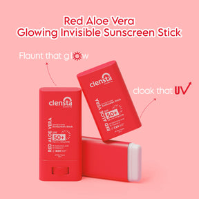 Clensta Red Aloe Vera Sun Stick With 1% Hyaluronic Acid & 1% Vitamin C 2nd image.